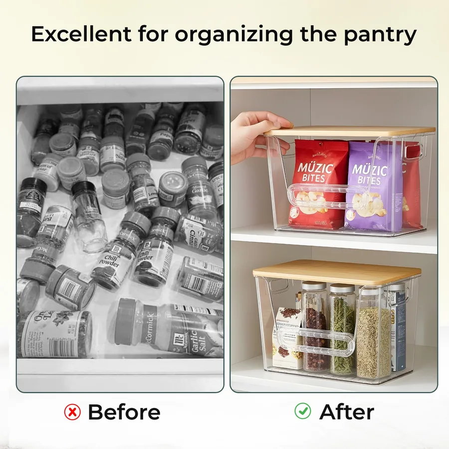 Before and after pantry organization